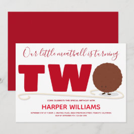 Vår lilla Meatball som vrider två andra födelsedag Inbjudningar