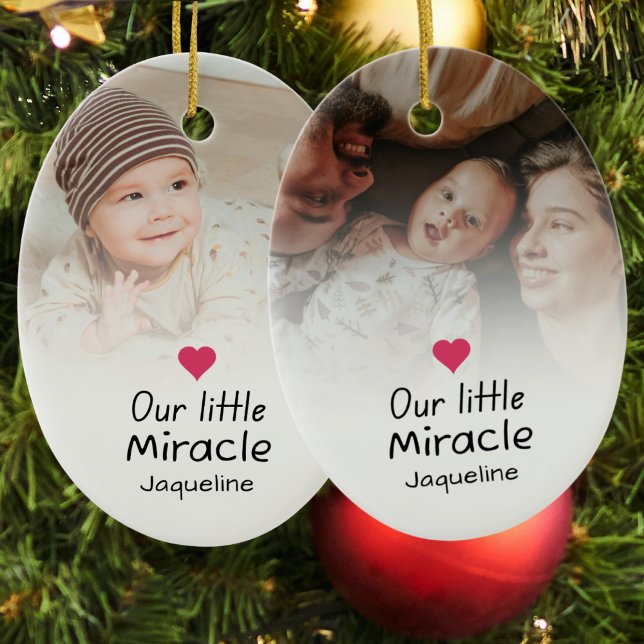 Vår lilla Miracle Baby Newborn Photo Keepsaké Julgransprydnad Keramik (Skapare uppladdad)