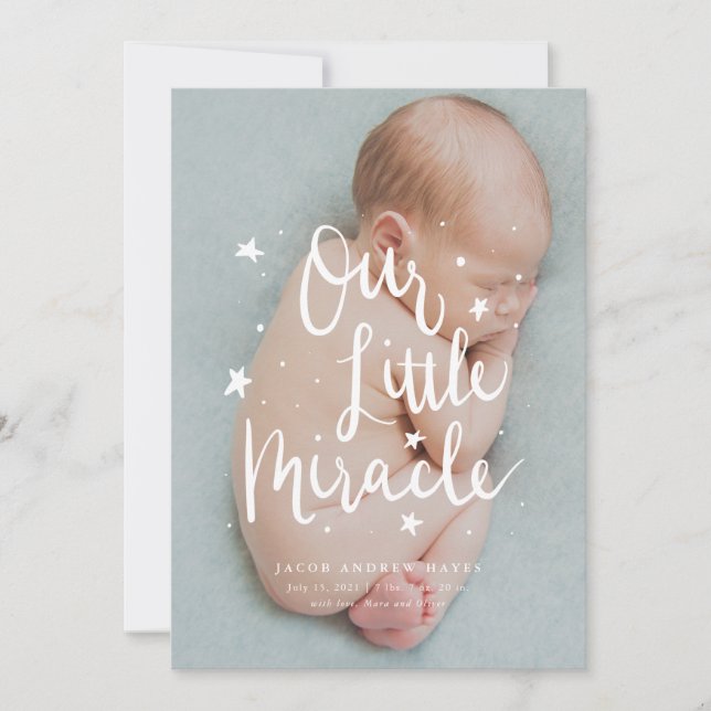 Vår lilla Miracle Stars Birth Meddelande (Framsida)
