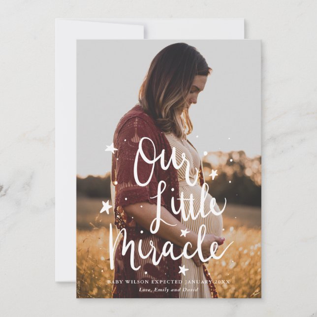 Vår lilla Miracle Typography Photo Gravid Meddelande (Framsida)