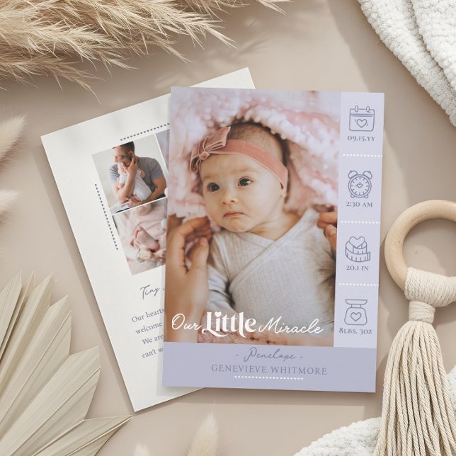 Vår lilla mirakelbarns födelse statistik Nyfödd fo Meddelande (Our Little Miracle Baby Birth Stats Newborn Photos Announcement)