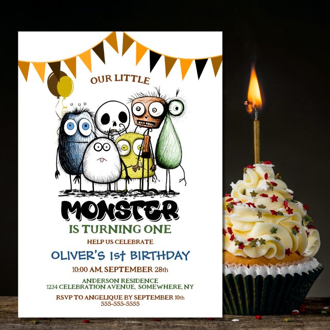 Vår lilla monster 1:a födelsedag Party Inbjudningar (Skapare uppladdad)