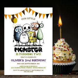 Vår lilla monster 2:a födelsedag Party Inbjudningar