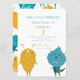Vår lilla monster Colorful Birthday Inbjudningar
