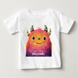 Vår lilla monster Cute Watercolor Art Namn T Shirt