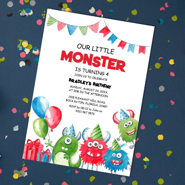 Vår lilla monster-Födelsedagsfest Inbjudningar (Skapare uppladdad)