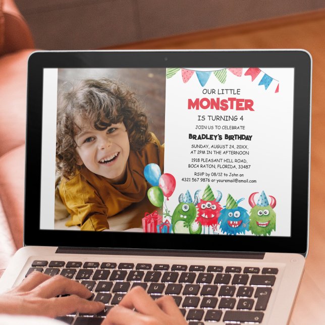 Vår lilla monster | Foto-Födelsedagsfest Inbjudningar (Skapare uppladdad)