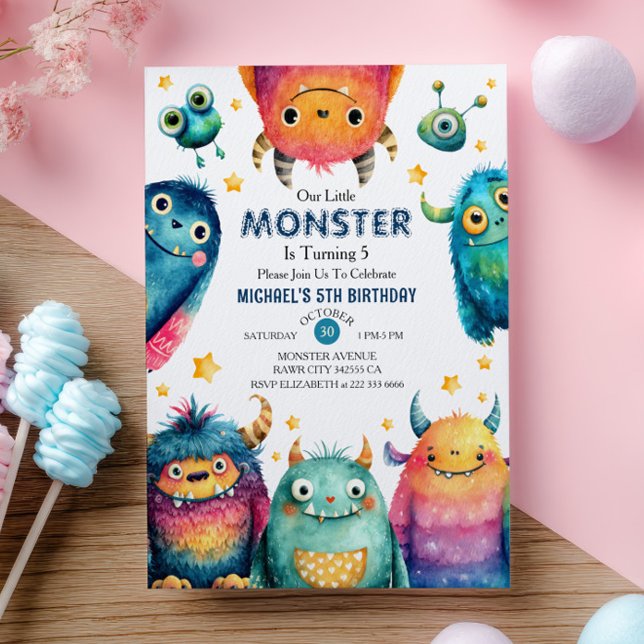 Vår lilla monster Whimsical Kids Födelsedagsfest Inbjudningar (Skapare uppladdad)