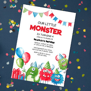Vår lilla monsterfödelsedagsfest inbjudningar
