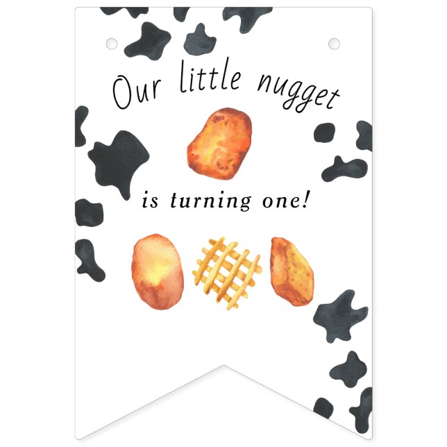 Vår lilla nugget fyller ett Barnkalas Vimplar (Första flaggan)