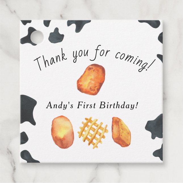 Vår lilla Nugget vänder ett Barns födelsedag Gåvor Etiketter (Framsida)