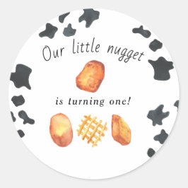 Vår lilla Nugget vänder ett Barns födelsedag Runt Klistermärke