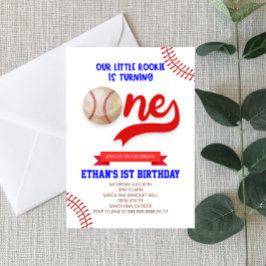 Vår lilla nybörjare Baseball 1:a födelsedag Party Inbjudningar