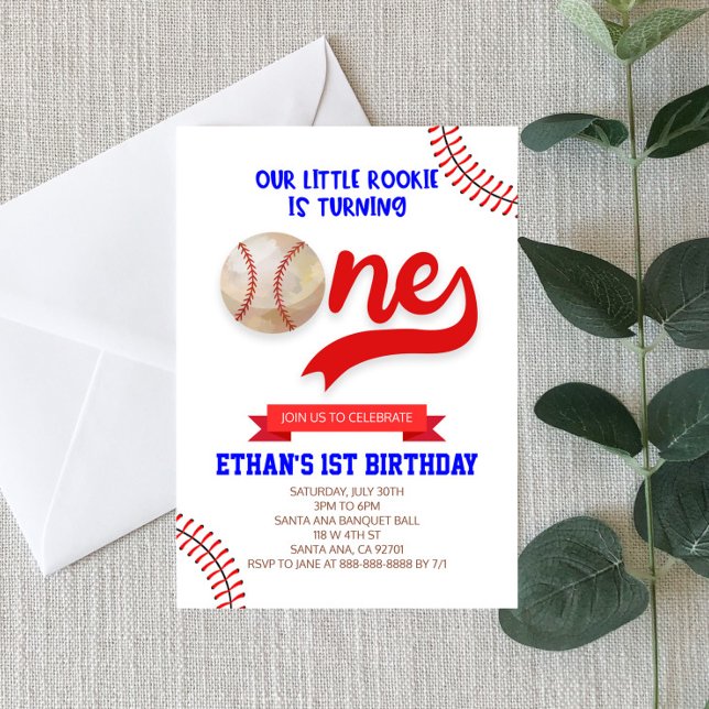 Vår lilla nybörjare Baseball 1:a födelsedag Party Inbjudningar (Skapare uppladdad)
