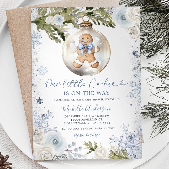 Vår lilla nybörjare Blue Snowflake Boy Shower Inbjudningar (Skapare uppladdad)