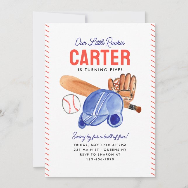 Vår lilla nybörjare Helmet Fladdermus Baseball Bir Inbjudningar (Framsida)