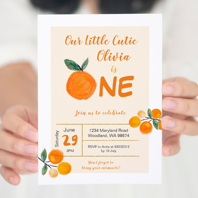 Vår lilla orange 1:a födelsedag inbjudningar (Skapare uppladdad)