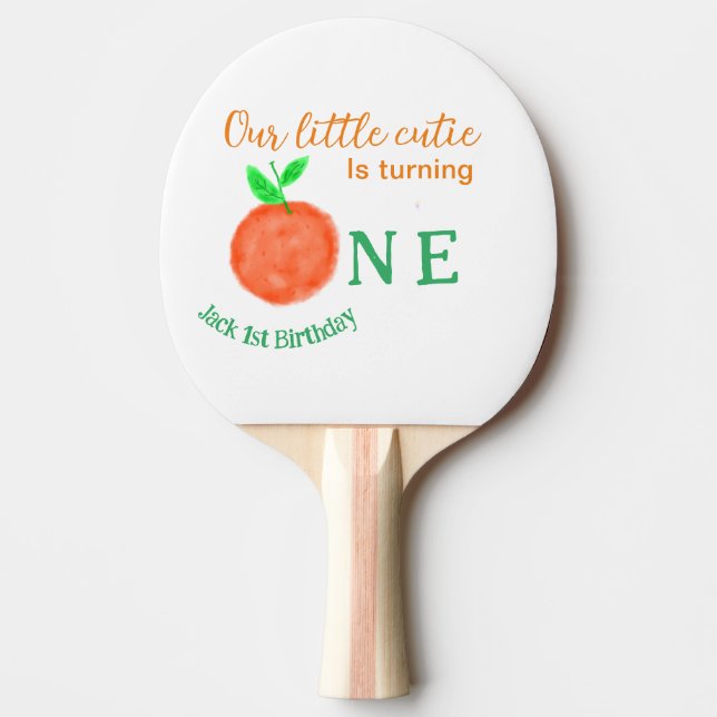 Vår lilla orange på en födelsedag citrusfrukt pingisracket (Framsidan)