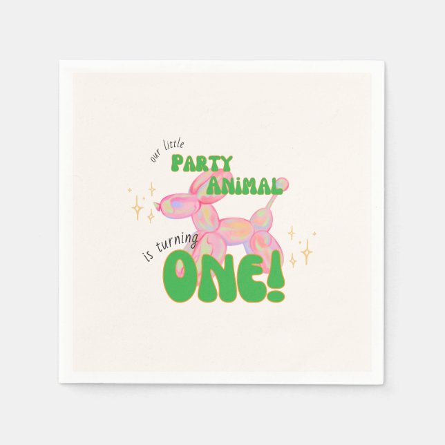 Vår lilla Party-ballong-djur 1:a födelsedag Pappersservett (Framsidan)