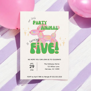 Vår lilla Party-ballong-djur, 5:e födelsedag Inbjudningar