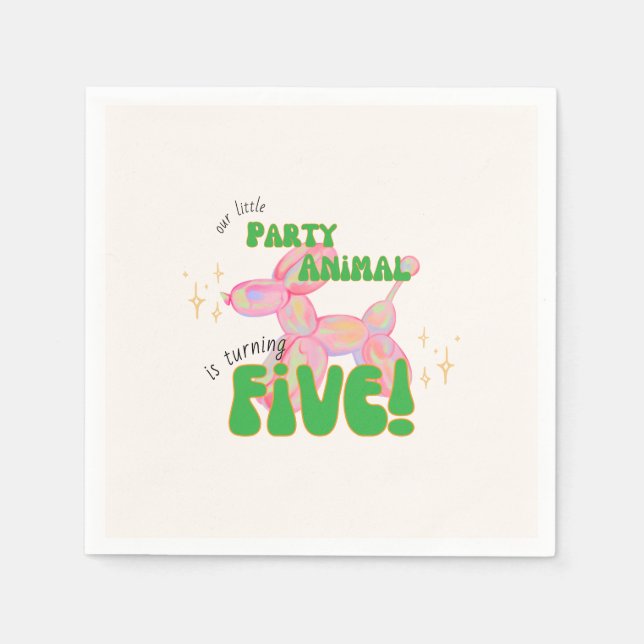 Vår lilla Party-ballong-djur, 5:e födelsedag Pappersservett (Framsidan)
