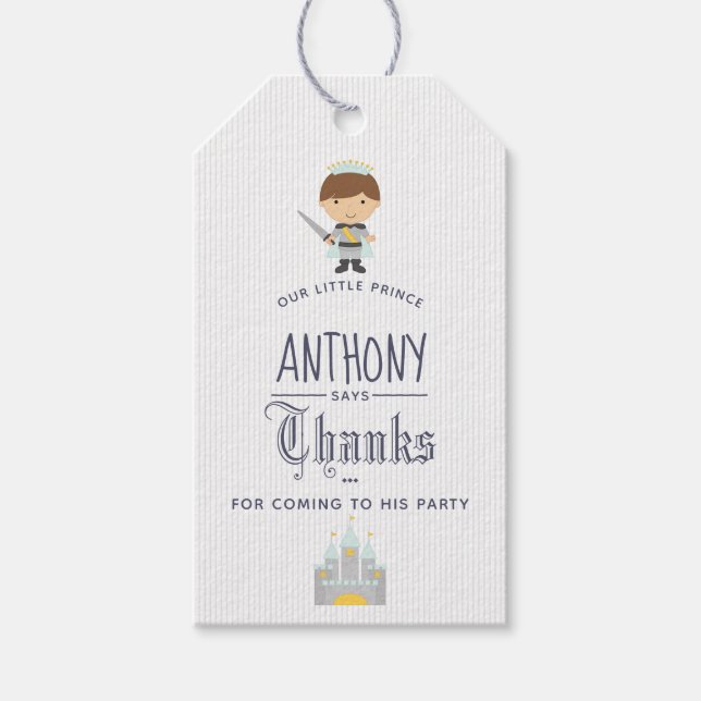 Vår lilla Prince Födelsedagsfest Guest Favoriter Presentetikett (Framsidan)
