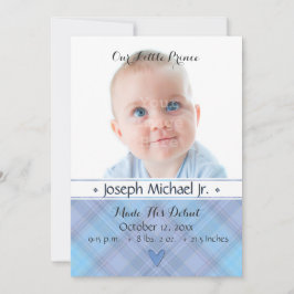 Vår lilla prins Pojke Birth-annons Meddelande