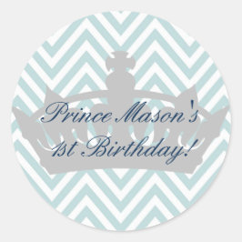 Vår lilla prins turas om 1 födelsedagsetikett runt klistermärke