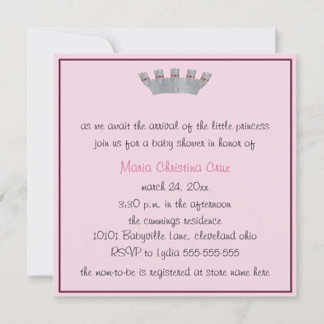 Vår lilla prinsessa Baby Shower-inbjudan (Rosa) Inbjudningar (Framsida)