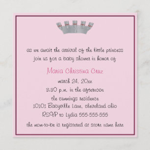 Vår lilla prinsessa Baby Shower-inbjudan (Rosa) Inbjudningar