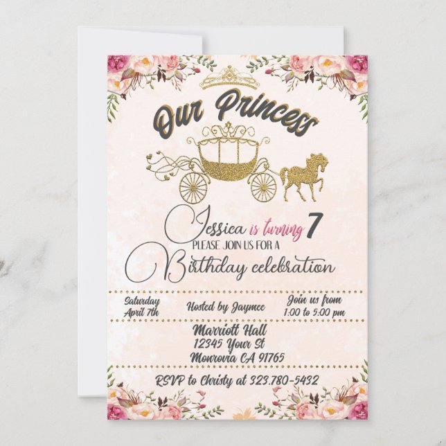 Vår lilla prinsessa Birthday-inbjudan Inbjudningar (Framsida)