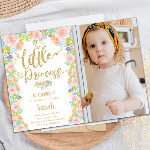 Vår lilla prinsessa Birthday-inbjudan med foto Inbjudningar