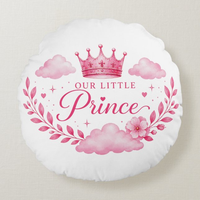Vår lilla prinsessa Rosa krona Babyflicka Rund Kudde (Framsidan)