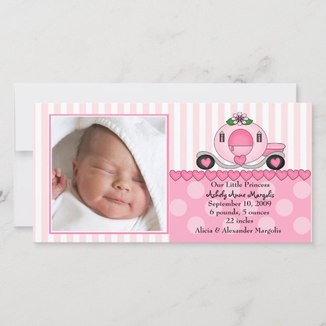 Vår lilla prinsessan PHOTO Birth-annons Meddelande (Framsida)