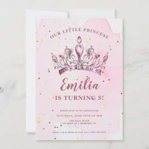 Vår lilla prinsessan Tiara Birthday Inbjudningar