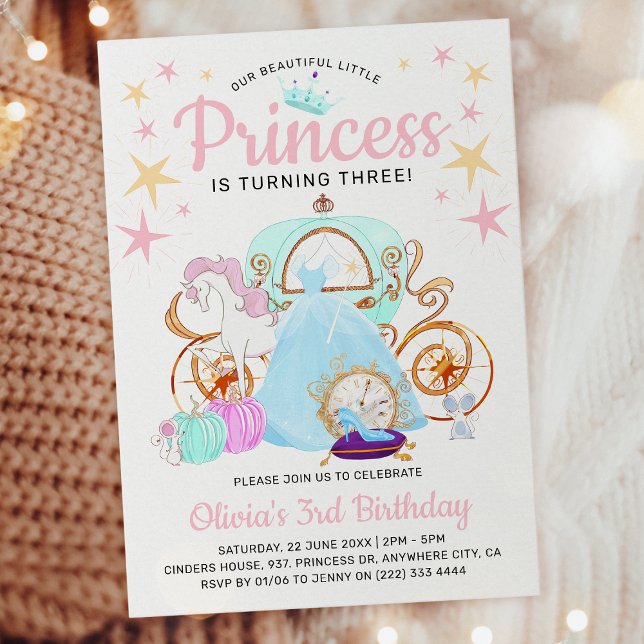 Vår lilla prinsessas födelsedagsfest inbjudningar (Skapare uppladdad)