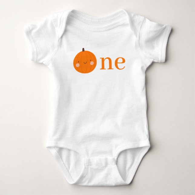 Vår lilla pumpa 1:a Orange höst Första födelsedage T Shirt (Framsida)