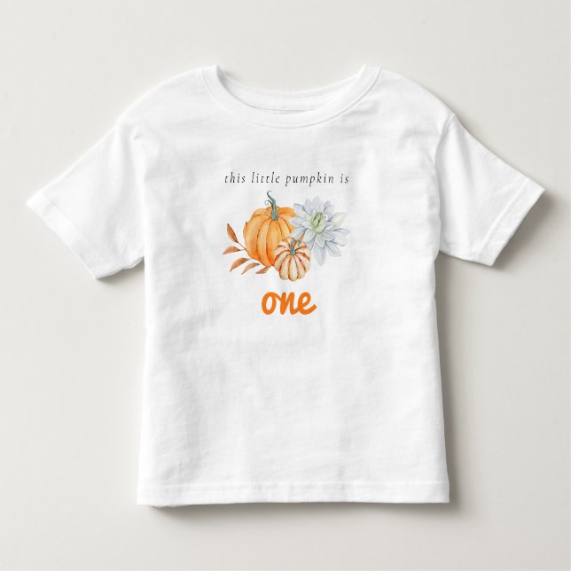 Vår lilla pumpa 1-års födelsedag blomster vattenfä t shirt (Framsida)
