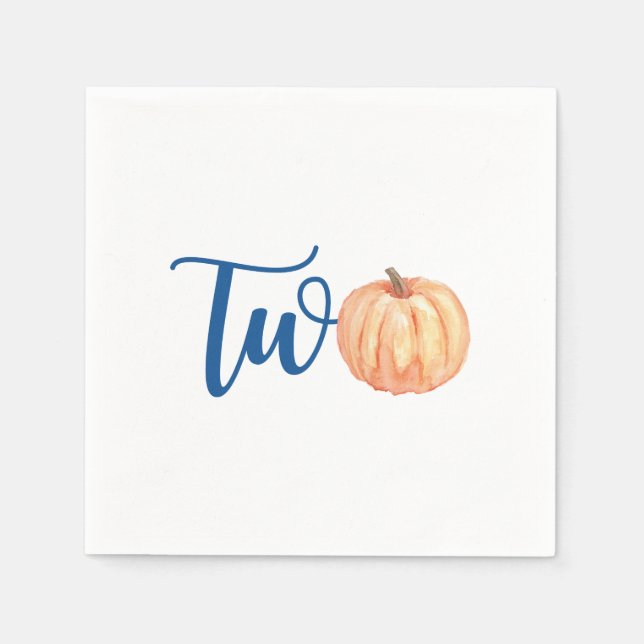 Vår lilla pumpa är två blå 2-årsdag pappersservett (Framsidan)