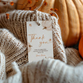 Vår lilla pumpa födelsedags tack etikett