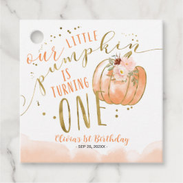 Vår lilla pumpa fyller ett 1-årsdag gåvor etiketter