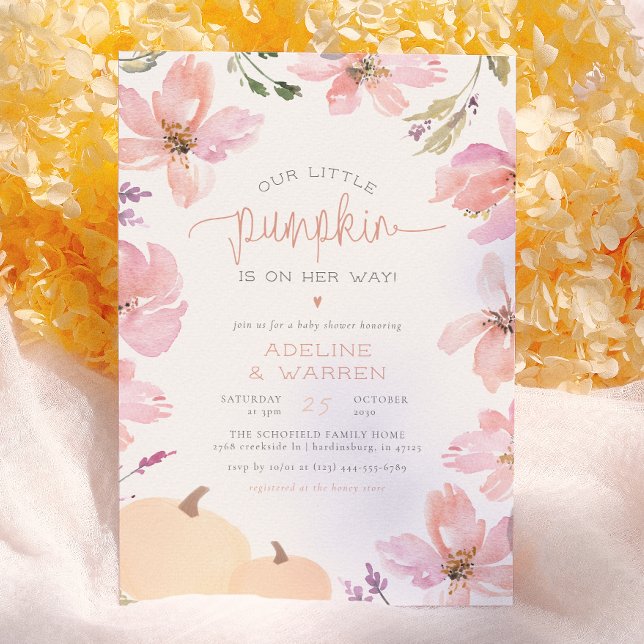 Vår lilla pumpa höstblomma flicka baby shower inbjudningar (Skapare uppladdad)