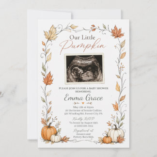 Vår lilla pumpa Ultraljuds Baby Shower Inbjudan