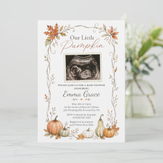 Vår lilla pumpa Ultraljuds Baby Shower Inbjudan