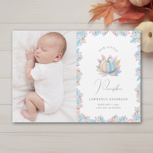 Vår lilla pumpababy födelseannonsering med foto (Skapare uppladdad)