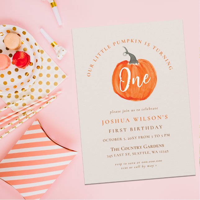 vår lilla pumpas första födelsedagsfest  inbjudningar (our little pumpkin first birthday party invitation )