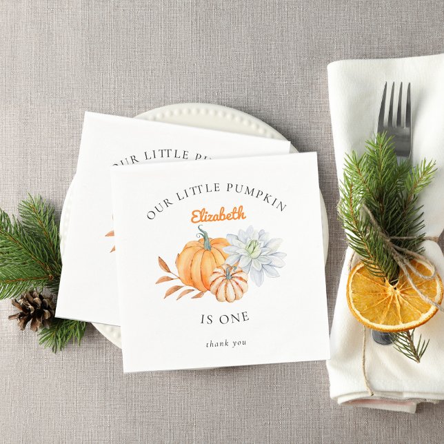 Vår lilla Pumpkin 1:a födelsedag Blommigt vattenfä Pappersservett (Skapare uppladdad)