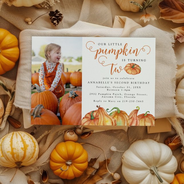 Vår lilla Pumpkin 2:a födelsedagsinbjudan Inbjudningar (Skapare uppladdad)
