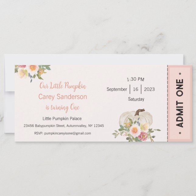 Vår lilla Pumpkin är en inbjudan, första födelseda Inbjudningar (Framsida)