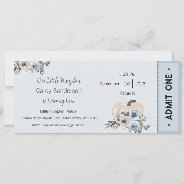 Vår lilla Pumpkin är en inbjudan, första födelseda Inbjudningar (Framsida)